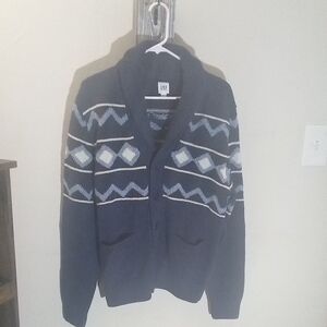Gap Men's Navy Blue Patterned Sweater